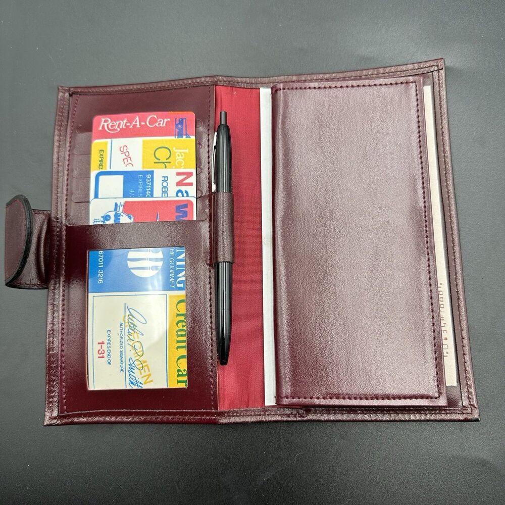 Vintage Seamon Cowhide Leather Checkbook Wallet Organizer Coin Purse NOS Box
